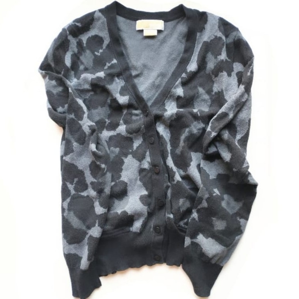 Animal Print Michael Kors Black Leopard Cardigan Sweater